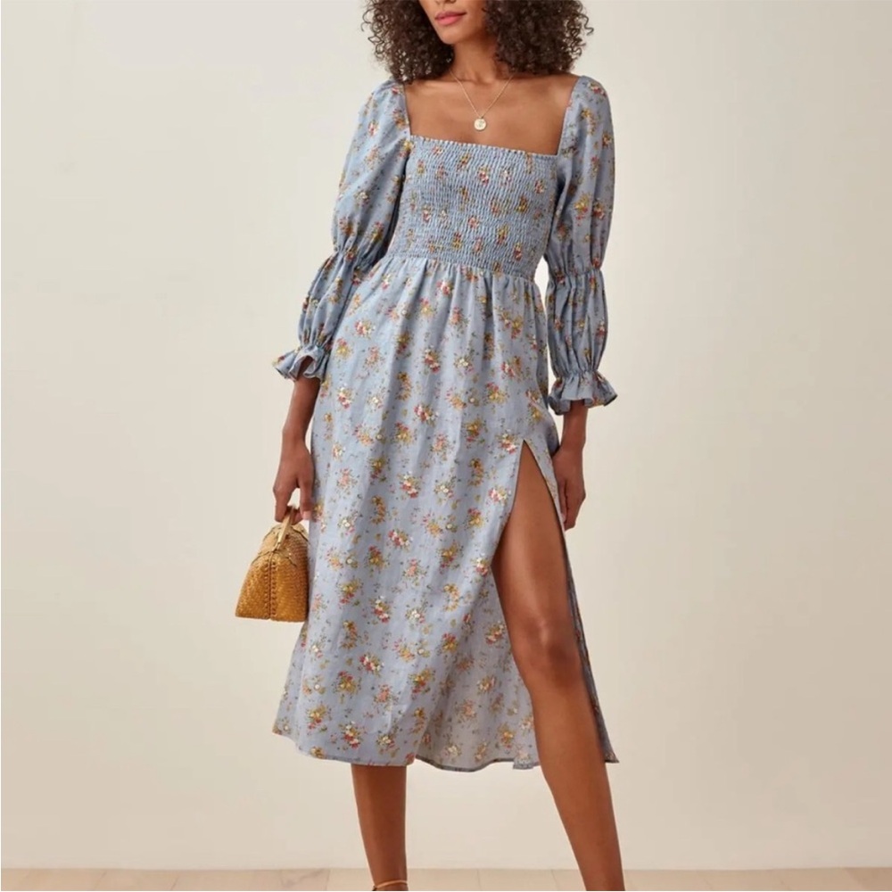 Reformation | Hyland Floral Grazie Linen Midi Dress | S